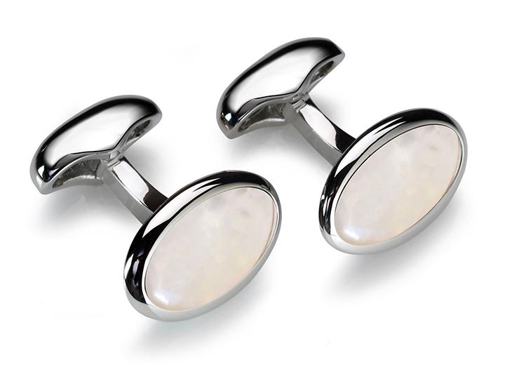 babette wasserman Oval Pumice Cufflinks Mother of Pearl