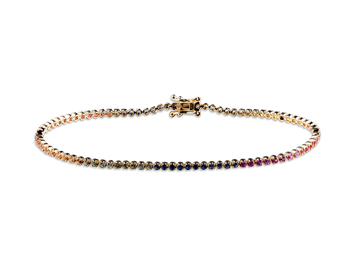 Babette Wasserman Rainbow Sapphire Tennis Bracelet 18ct Rose Gold
