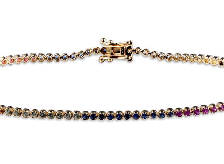 Babette Wasserman Rainbow Sapphire Tennis Bracelet 18ct Rose Gold