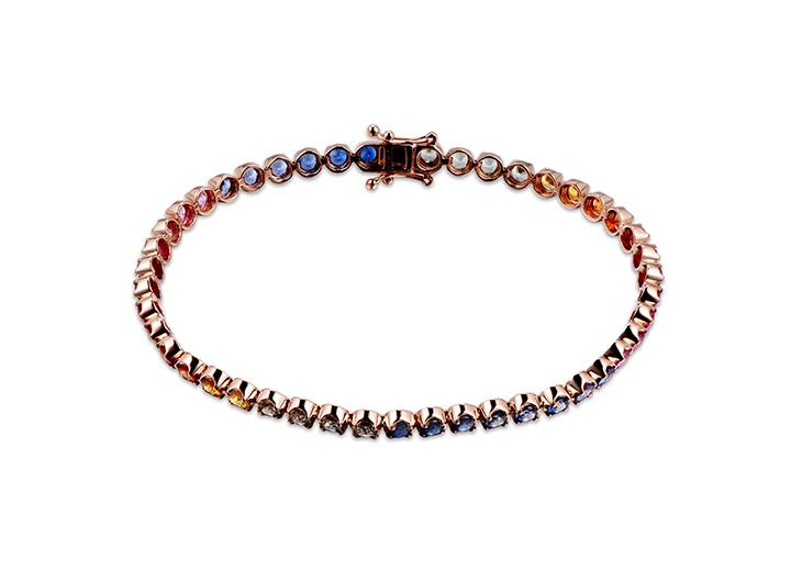 babette wasserman Rainbow Sapphire Tennis Bracelet 18ct Rose Gold