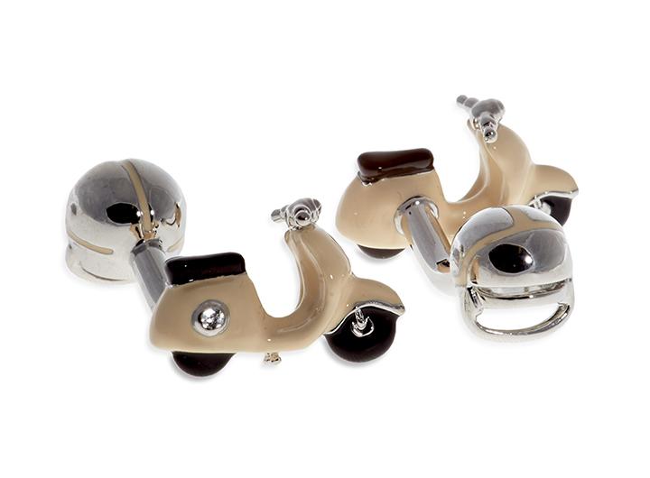babette wasserman Retro Vespa and Helmet Cufflinks Cream