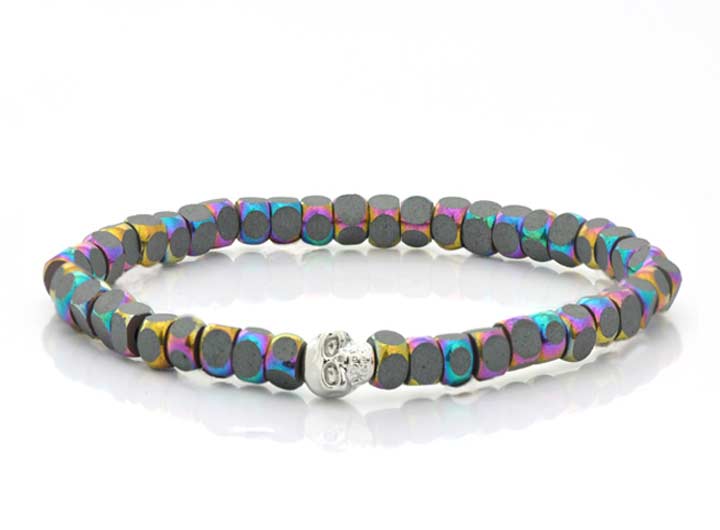 babette wasserman Skull Cube Bracelet Petrol Hematite