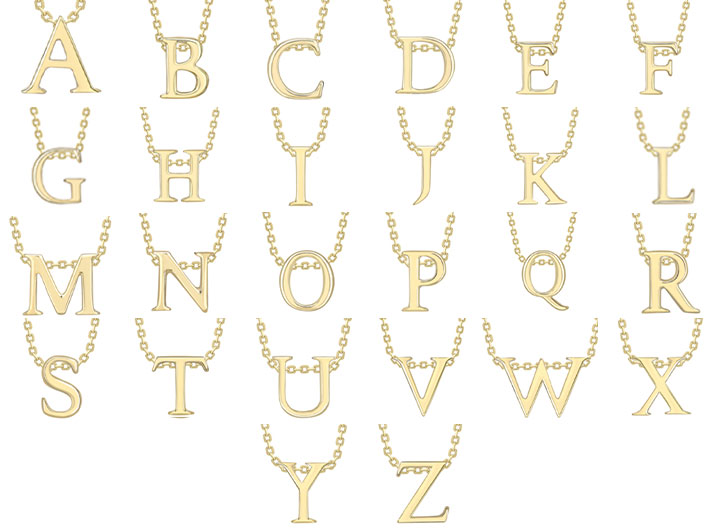 Babette Wasserman Small Letter Necklace 9ct Yellow Gold