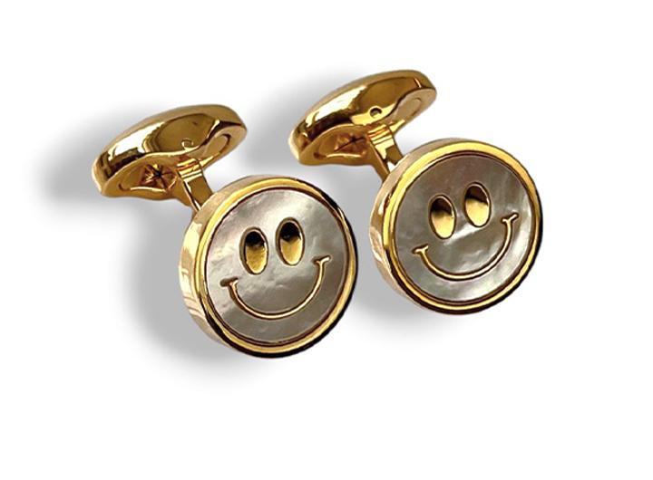 babette wasserman Smiling Face Cufflinks Yellow Gold