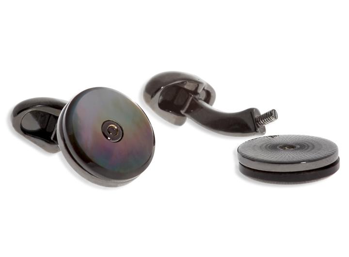 Babette Wasserman Tourbillon Cufflinks Black Mother Of Pearl