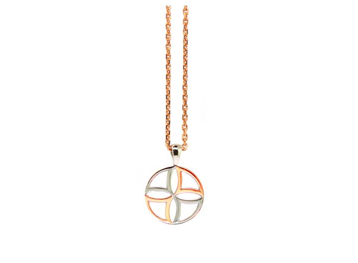 babette wasserman Tricorn Sphere Necklace Silver & Rose Gold