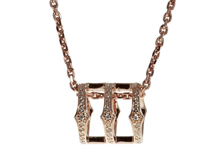 Babette Wasserman Triple Spear Band Necklace Rose Gold