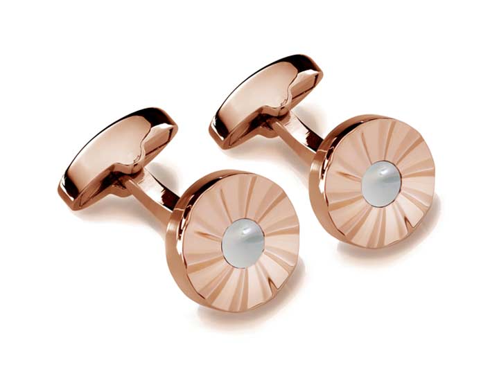 babette wasserman Whirlwind Cufflink Rose Gold & Mother of Pearl
