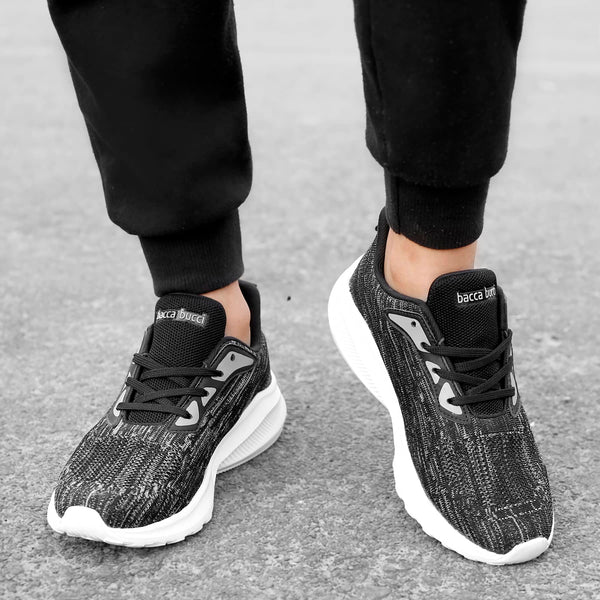 Bacco Bucci Bacca Bucci Boys Or Girls Essential Knit Running Sports Shoe (Age: 8 Year To 12 Years) BLACK