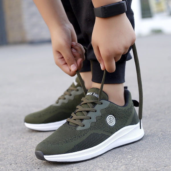 Bacco Bucci Bacca Bucci Boys Or Girls Essential Knit Running Sports Shoe (Age: 8 Year To 12 Years) OLIVE