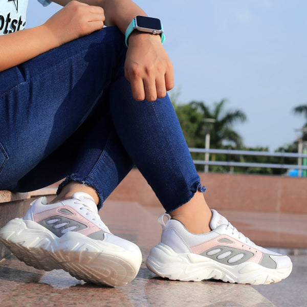 Bacco Bucci Bacca Bucci EMMA Low-top Platform Fashion Sneakers For Women | StreetWear Chunky Sneakers WHITE:GREY