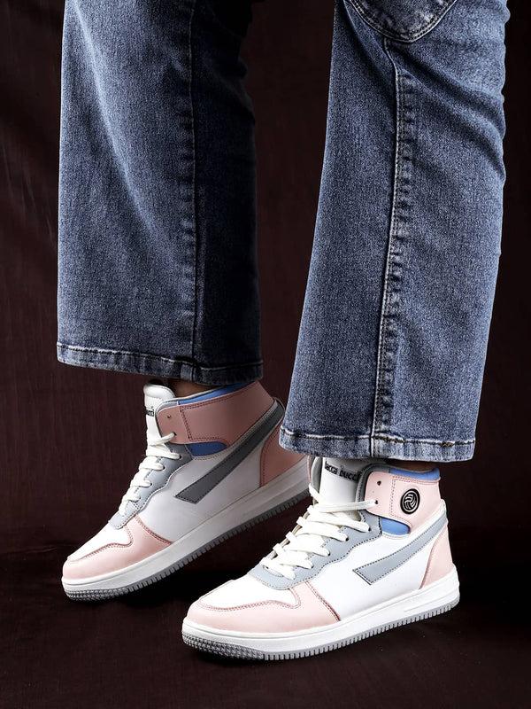 Bacco Bucci Bacca Bucci Femme High-Top Harmony Sneakers—Elegant Pastel Blue And Pink Women's Lace-Ups PINK