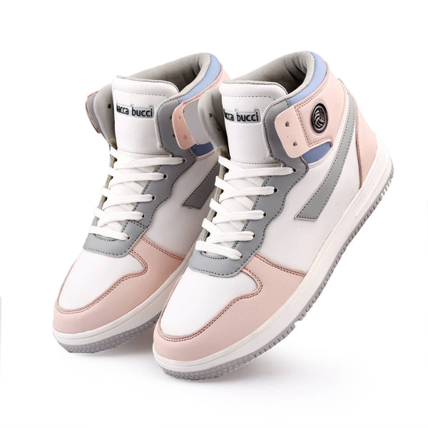 Bacco Bucci Bacca Bucci Femme High-Top Harmony Sneakers—Elegant Pastel Blue And Pink Women's Lace-Ups PINK