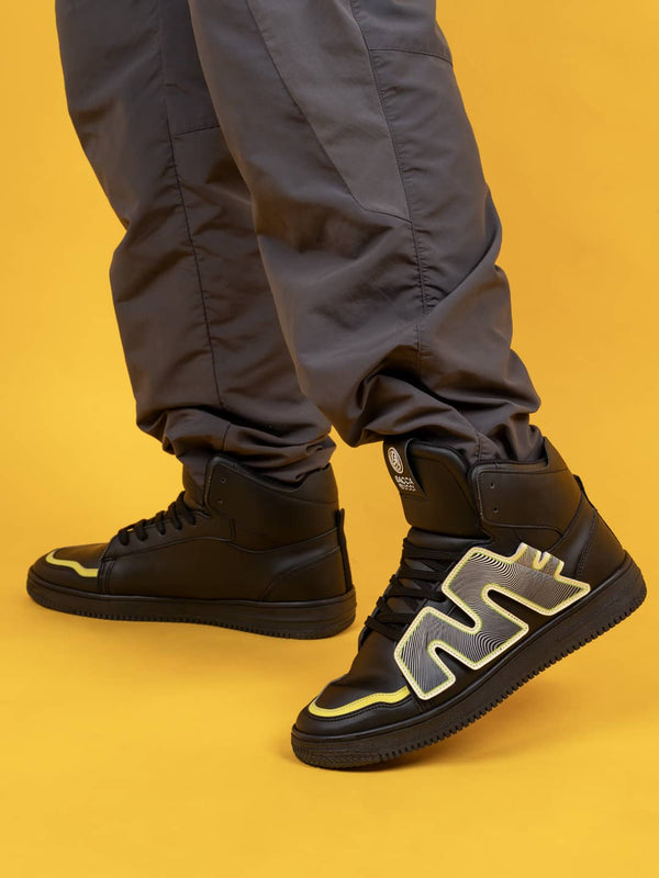 bacco bucci Bacca Bucci High-Top PATCH-PLAY Men's Sneakers BLACK