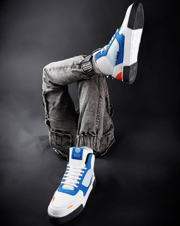 Bacco Bucci Bacca Bucci High-top SKYLINE SOARER Men's Sneakers - Gen Z Style Elevation WHITE:BLUE