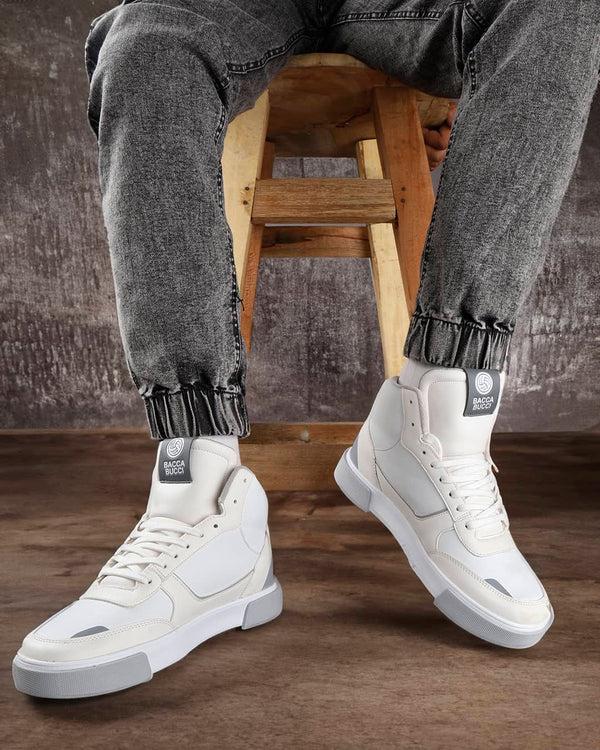 Bacco Bucci Bacca Bucci High-top SKYLINE SOARER Men's Sneakers - Gen Z Style Elevation WHITE:BEIGE