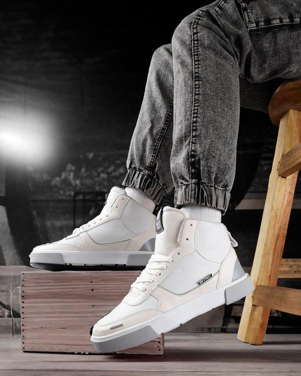 Bacco Bucci Bacca Bucci High-top SKYLINE SOARER Men's Sneakers - Gen Z Style Elevation WHITE:BEIGE