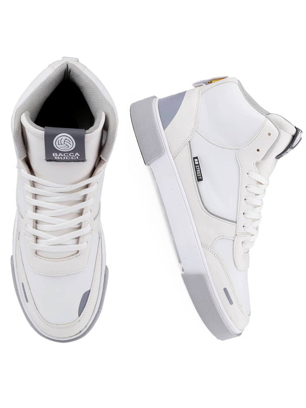 Bacco Bucci Bacca Bucci High-top SKYLINE SOARER Men's Sneakers - Gen Z Style Elevation WHITE:BEIGE