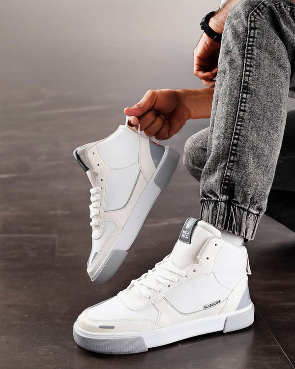 bacco bucci Bacca Bucci High-top SKYLINE SOARER Men's Sneakers - Gen Z Style Elevation WHITE:BEIGE