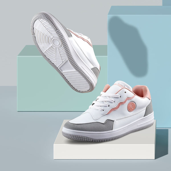 Bacco Bucci Bacca Bucci INFINITY Low Top Flat Sole Fashion Women's Sneakers WHITE:PINK