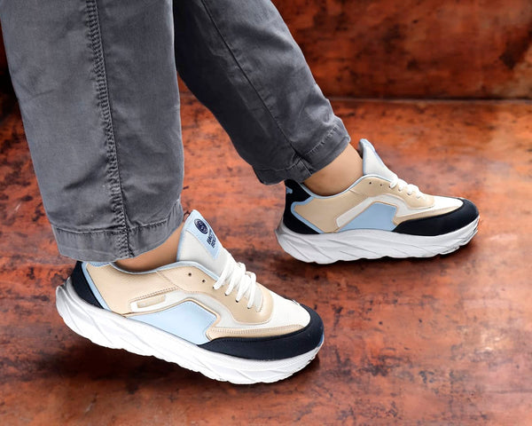 Bacco Bucci Bacca Bucci Men's SYLVIA Chunky Sole Sneakers BLUE:BEIGE:WHITE