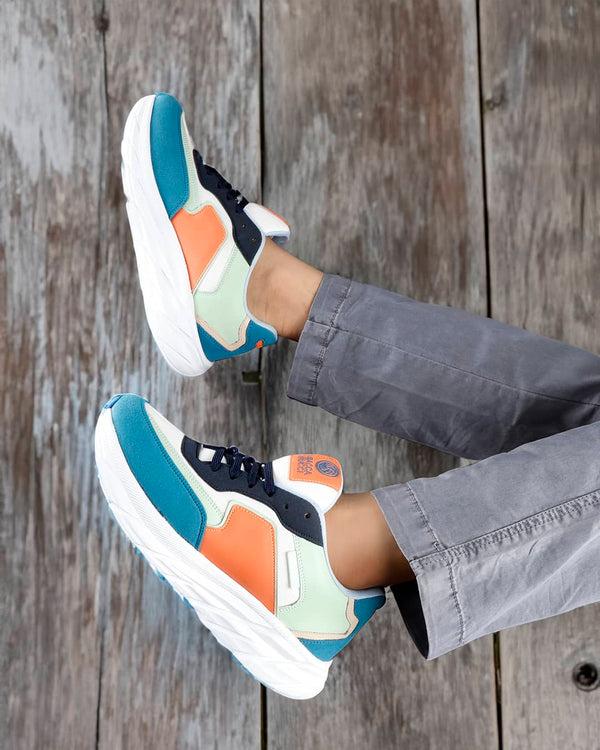 Bacco Bucci Bacca Bucci Men's SYLVIA Chunky Sole Sneakers ORANGE:SEA GREEN