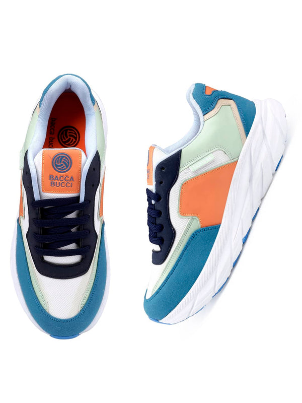 Bacco Bucci Bacca Bucci Men's SYLVIA Chunky Sole Sneakers ORANGE:SEA GREEN