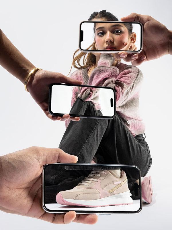 Bacco Bucci Bacca Bucci NYC Low-Top Women’s Sneakers—for Gen Z Fashionistas BEIGE:PINK