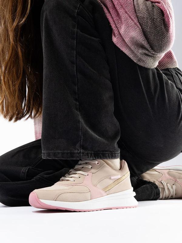 Bacco Bucci Bacca Bucci NYC Low-Top Women’s Sneakers—for Gen Z Fashionistas BEIGE:PINK