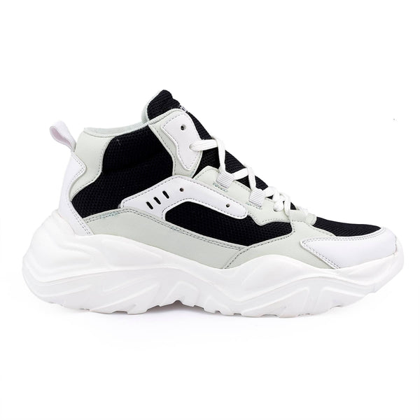 Bacco Bucci Bacca Bucci NYRA Mid-top Platform Fashion Sneakers For Women | StreetWear Chunky Sneakers BLACK:WHITE:SEA GREEN