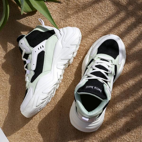 bacco bucci Bacca Bucci NYRA Mid-top Platform Fashion Sneakers For Women | StreetWear Chunky Sneakers BLACK:WHITE:SEA GREEN