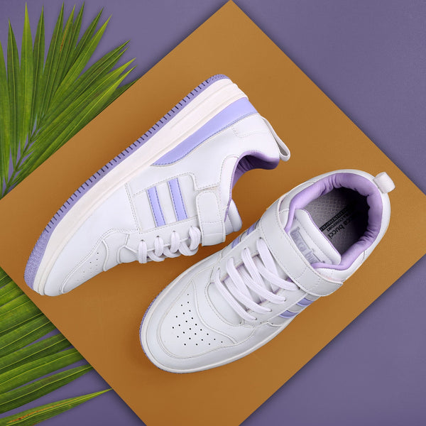 Bacco Bucci Bacca Bucci PHOENIX Low-Top Fashion Women's Sneakers With Hook & Loop Closure WHITE:PURPLE