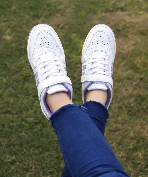 bacco bucci Bacca Bucci PHOENIX Low-Top Fashion Women's Sneakers with Hook & Loop Closure WHITE:PURPLE