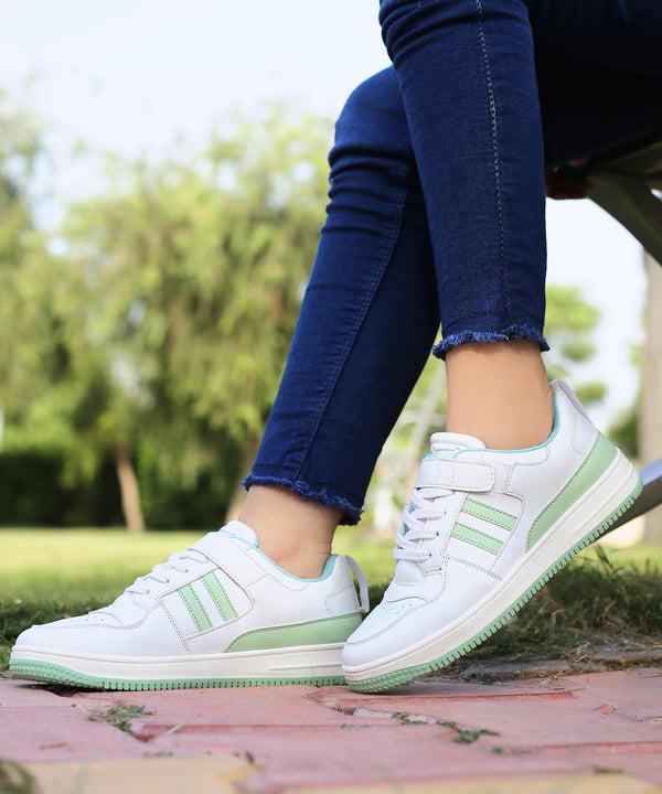 Bacco Bucci Bacca Bucci PHOENIX Low-Top Fashion Women's Sneakers With Hook & Loop Closure WHITE:GREEN