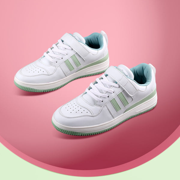 Bacco Bucci Bacca Bucci PHOENIX Low-Top Fashion Women's Sneakers With Hook & Loop Closure WHITE:GREEN
