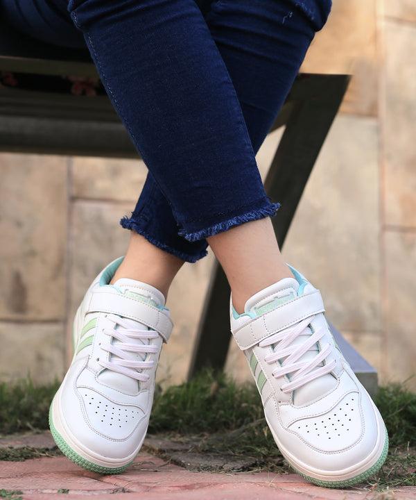 bacco bucci Bacca Bucci PHOENIX Low-Top Fashion Women's Sneakers with Hook & Loop Closure WHITE:GREEN