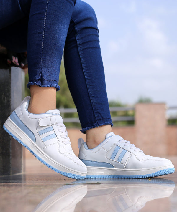 bacco bucci Bacca Bucci PHOENIX Low-Top Fashion Women's Sneakers with Hook & Loop Closure WHITE:BLUE