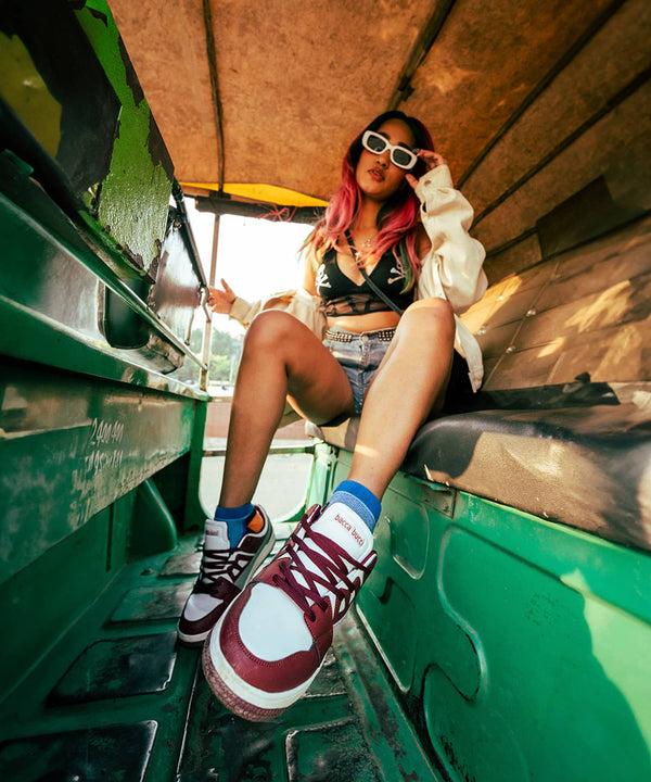 Bacco Bucci Bacca Bucci SERENITY Low Top Flat Sole Fashion Women's Sneakers MAROON