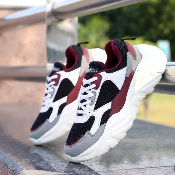 Bacco Bucci Bacca Bucci SPARK Low-top Platform ColorBlock Fashion Sneakers For Women | StreetWear Chunky Sneakers WHITE:RED