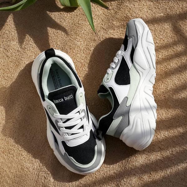 bacco bucci Bacca Bucci SPARK Low-top Platform ColorBlock Fashion Sneakers For Women | StreetWear Chunky Sneakers WHITE