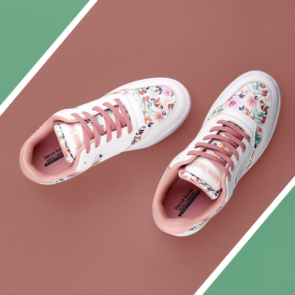 Bacco Bucci Bacca Bucci VIXEN Low Top Flat Sole Fashion Women's Sneakers With Digital Prints WHITE