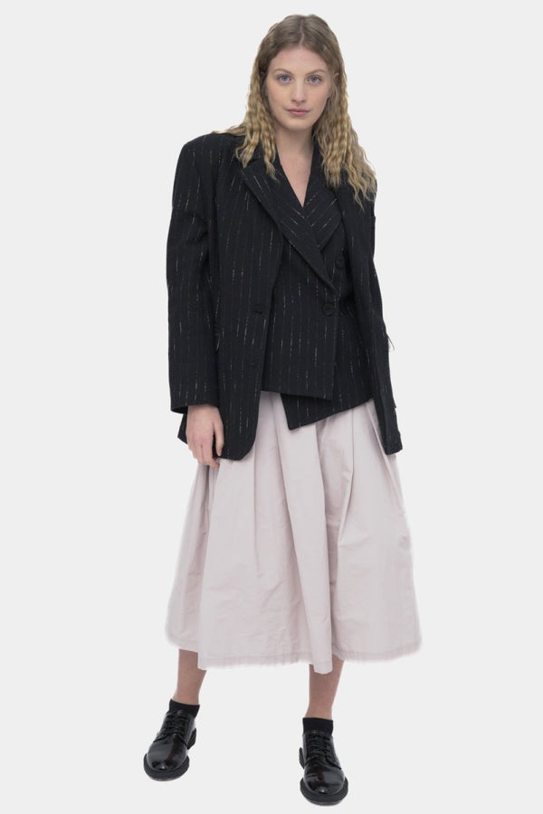 baci 2 Pocket Cotton Striped Blazer Jacket Black