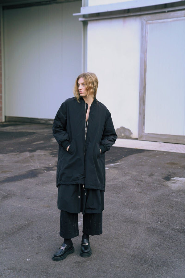 Baci 2 Pocket Long Bomber Jacket Black