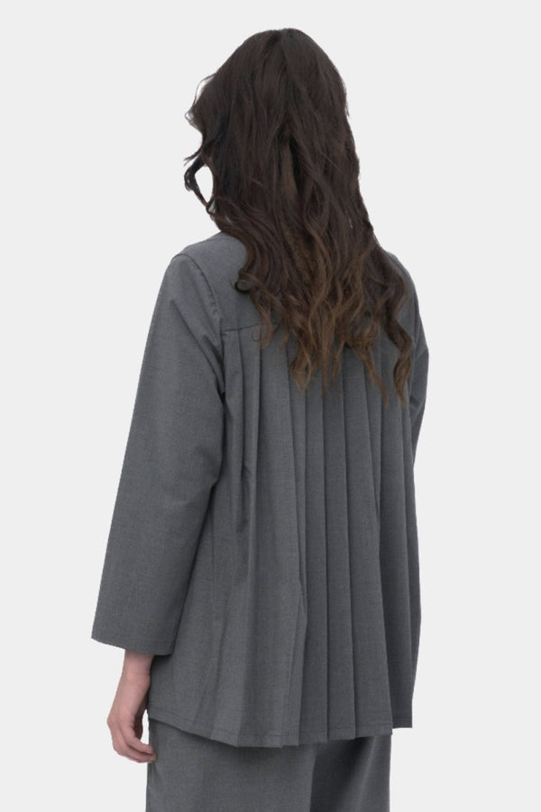 Baci Accordian Pleat Back Long Sleeve Top Black