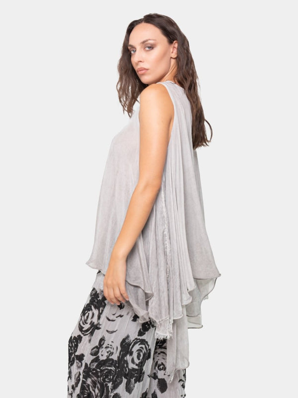 Baci Asymmetrical Raw Edge Tank Gold