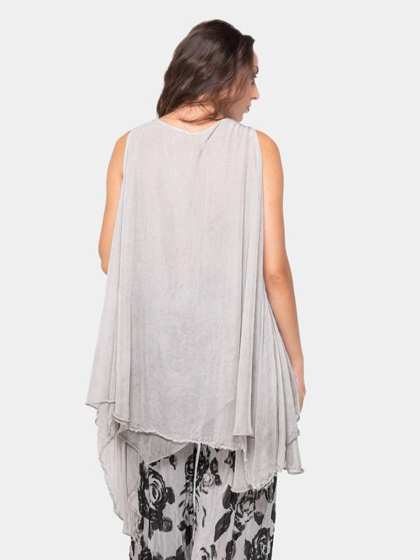 Baci Asymmetrical Raw Edge Tank Gold