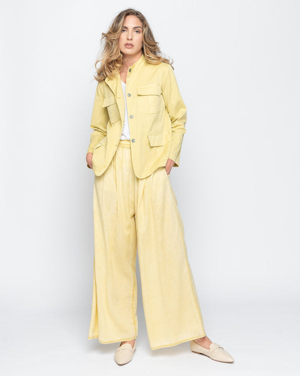 baci Band Collar Button-Up Field Jacket Black