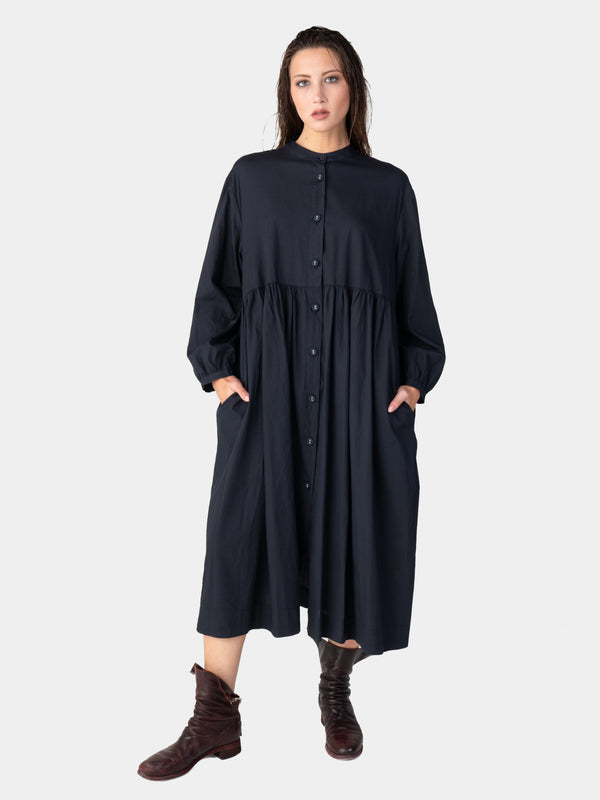 baci Banded Collar Cotton Shirtdress Mare