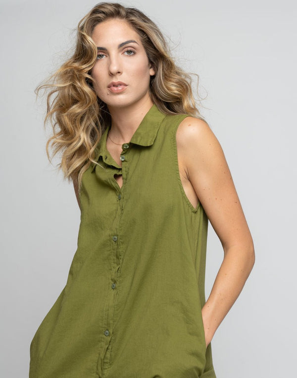 Baci Buttoned Up Sleeveless Dress Corn