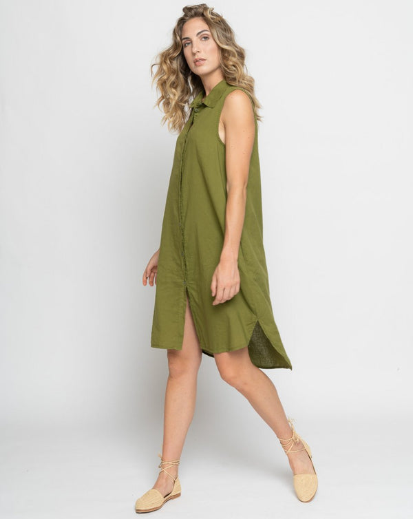 Baci Buttoned Up Sleeveless Dress Corn